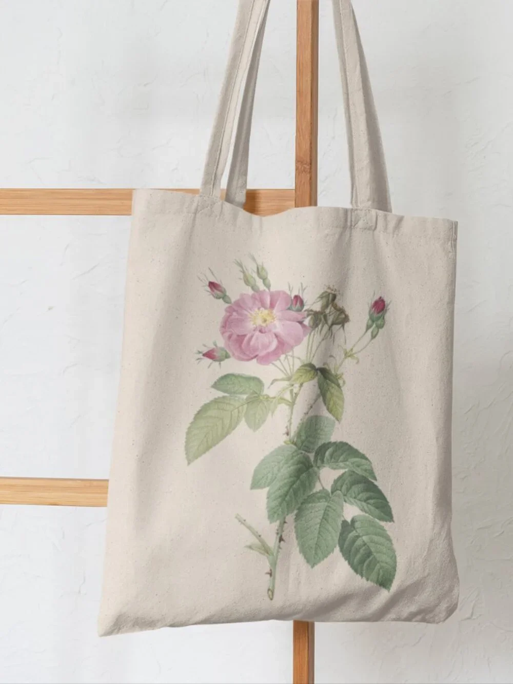 Harsh Downy Rose Vintage Floral Print Graphic Canvas Tote Bag